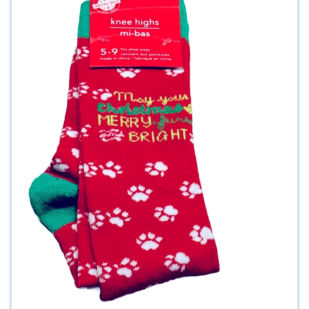Christmas House Christmas Animal Print Knee Highs Socks Fits Shoes 5-9